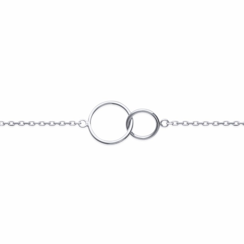 Bracelet Fin Argent 2 Anneaux Entrelacés Cercles