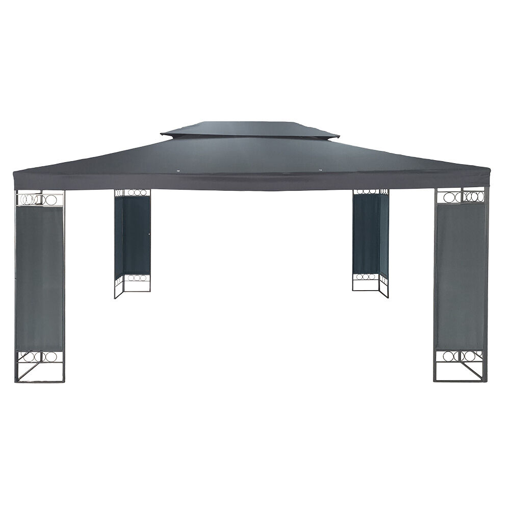 Tonnelle rectangulaire double toit gris 11,6 m²