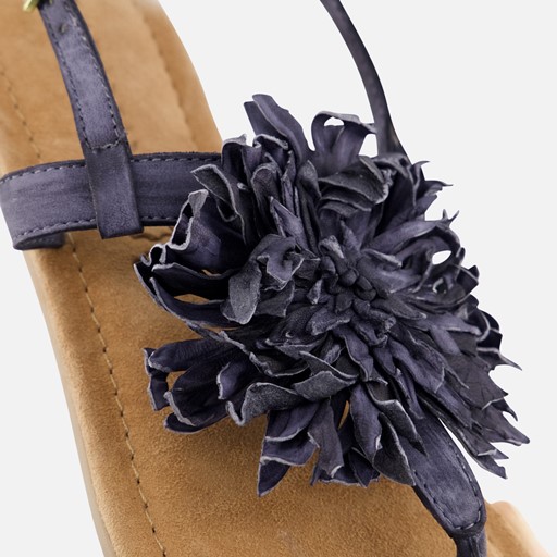Lazamani Sandalen Flower zwart Leer