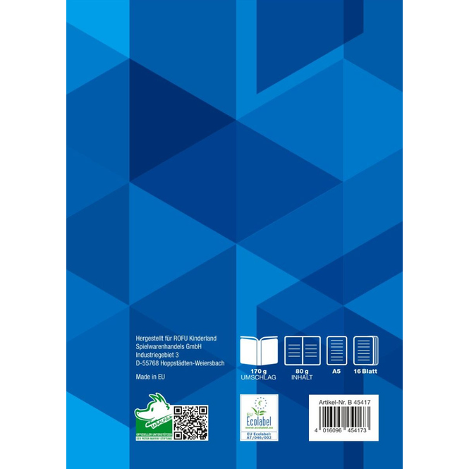 Schulheft A5 - Lineatur 5 - kariert - 16 Blatt