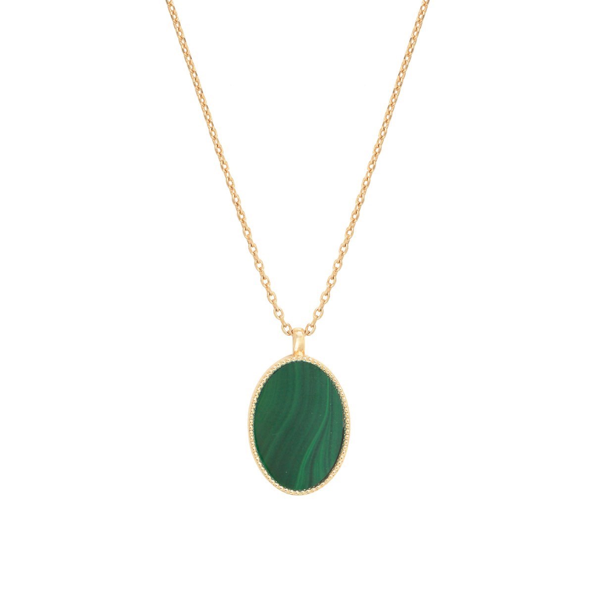 Collier pierre malachite doré à l'or fin 24k FRIDA
