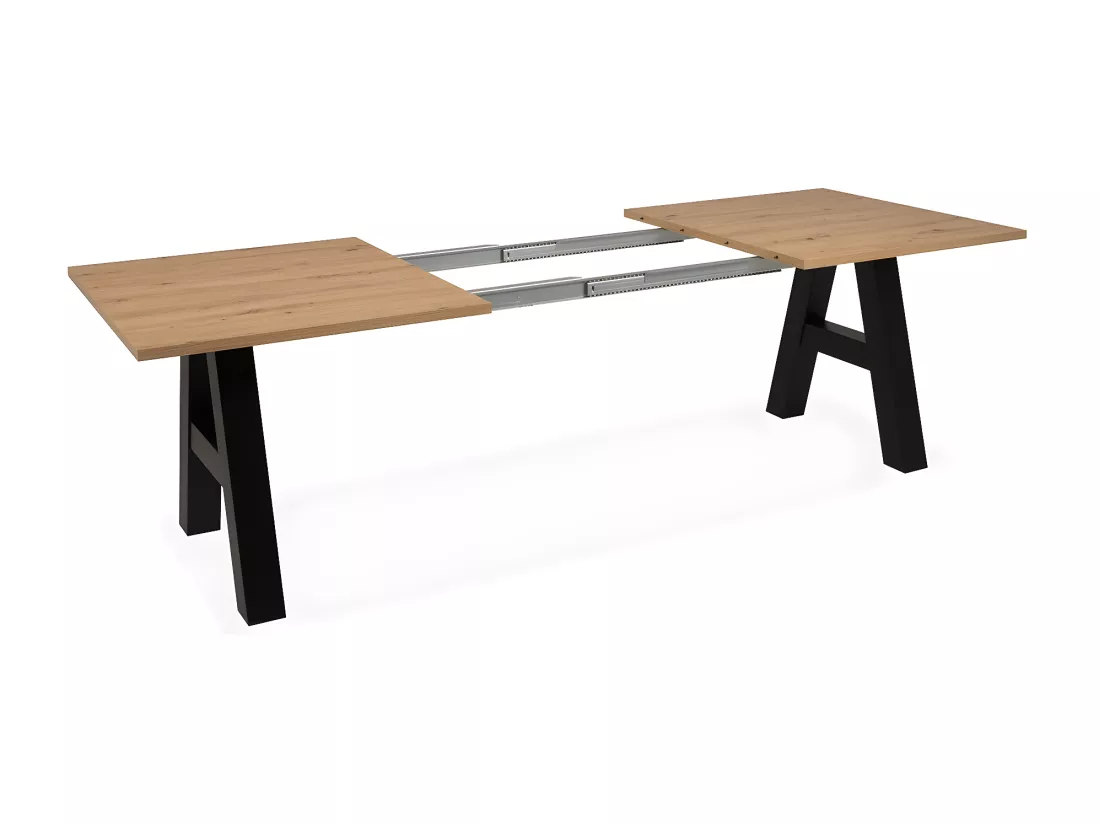 Table a manger GRANADA extensible - Style Industriel - 6/10 personnes - 2 rallonges 40 cm - L 157/197 x P 90 x H 75 cm