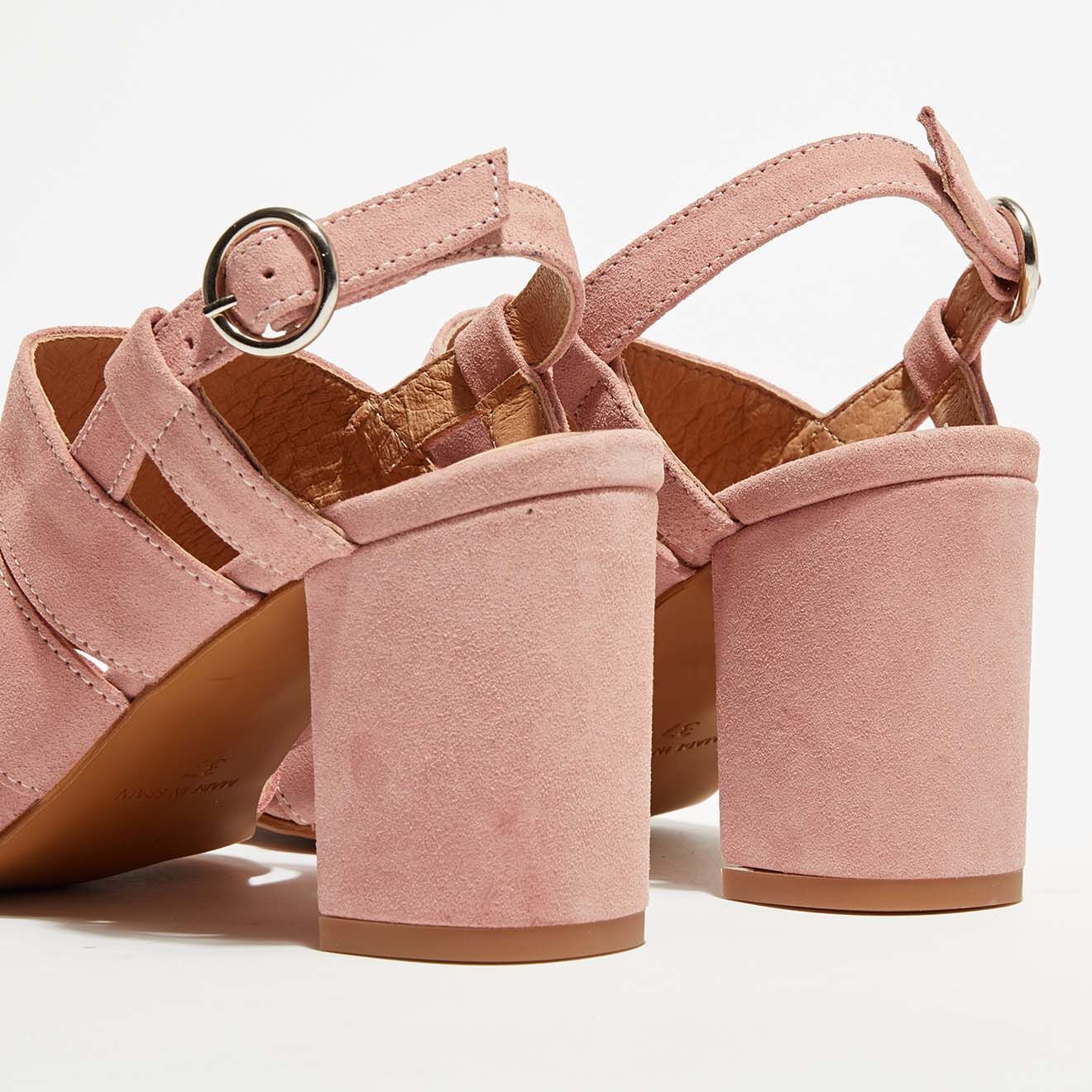 Apologie Sandales en Velours de Cuir Jenna rose pâle - Talon 8,5 cm