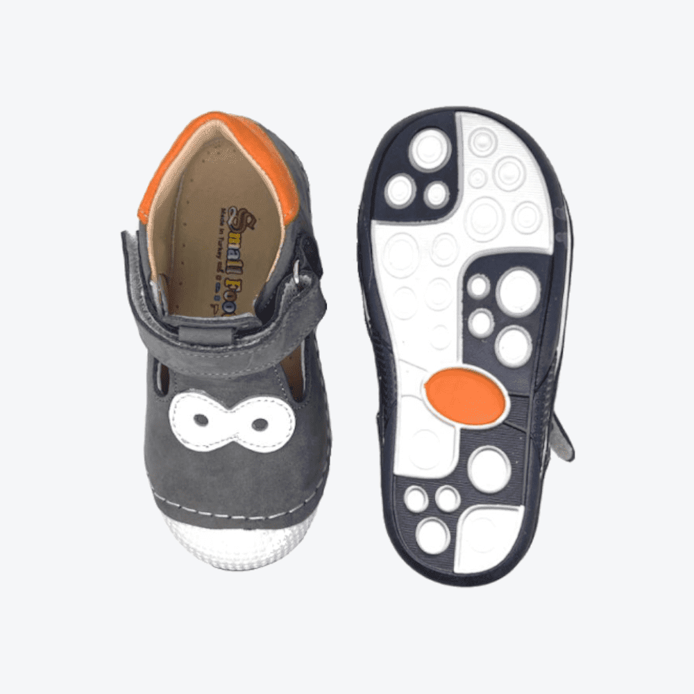 Small Foot Lauflernschuhe - Big Eyes - Grau/Orange