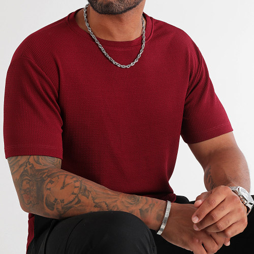 Tee Shirt Texturé Waffle 0394 Bordeaux