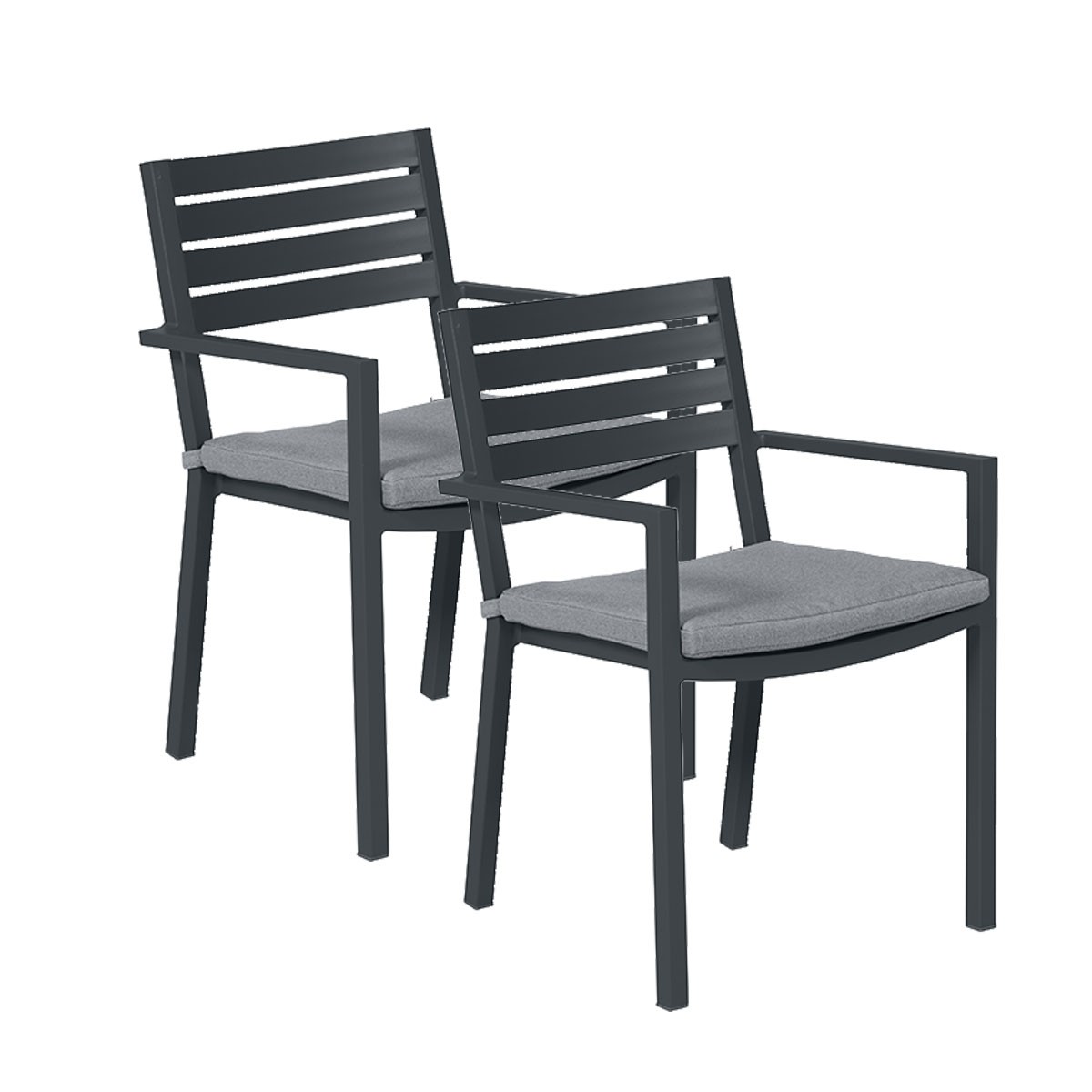 Garden Impressions Amarillo 2 stuks donker grijze tuinstoelen