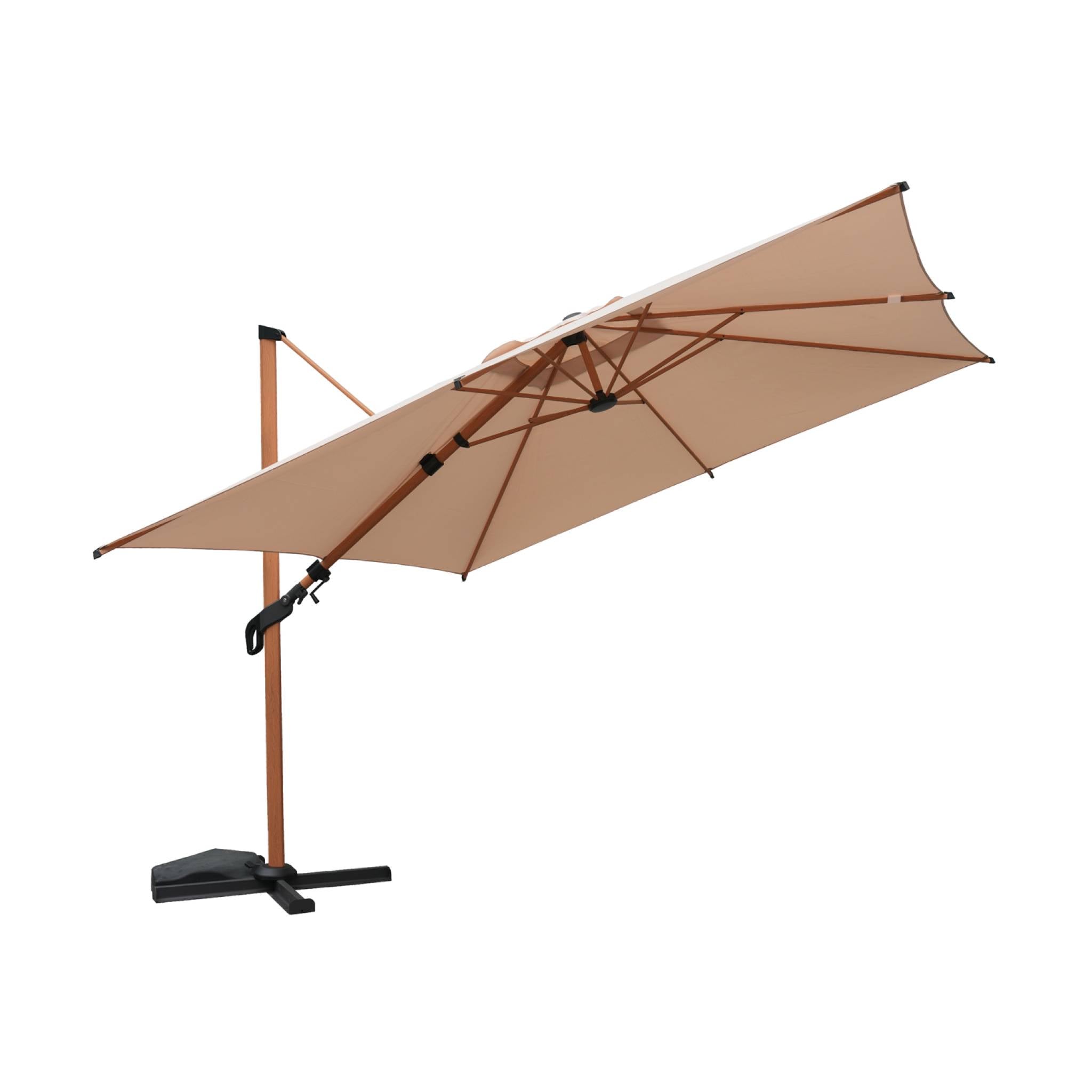 sweeek - Rechthoekige parasol 3x4m, mast met houtlook