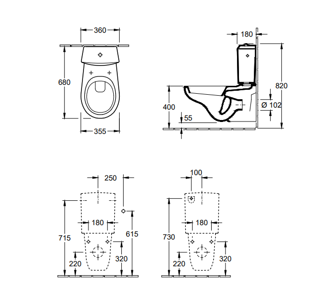 Villeroy & Boch O.novo hangend duoblok toilet CeramicPlus wit glans