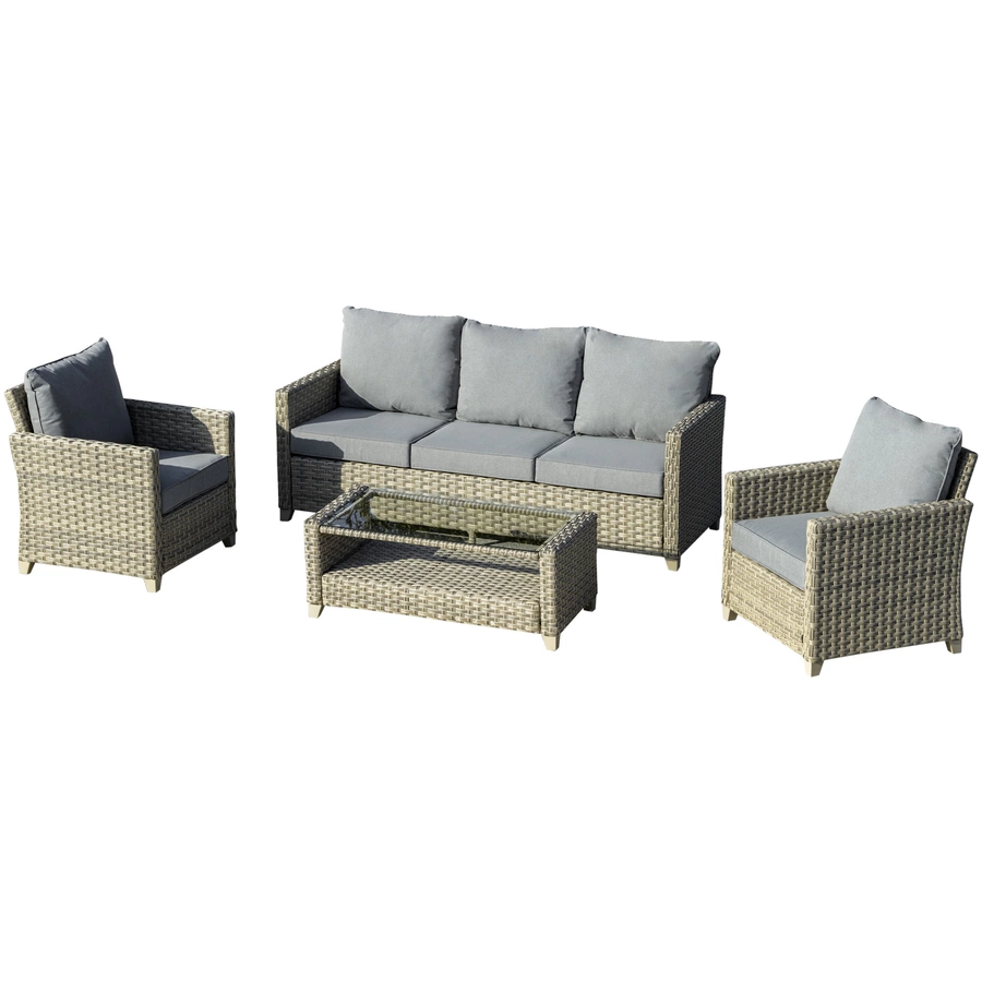 Outsunny Gartenmöbel Set mit Couchtisch bunt