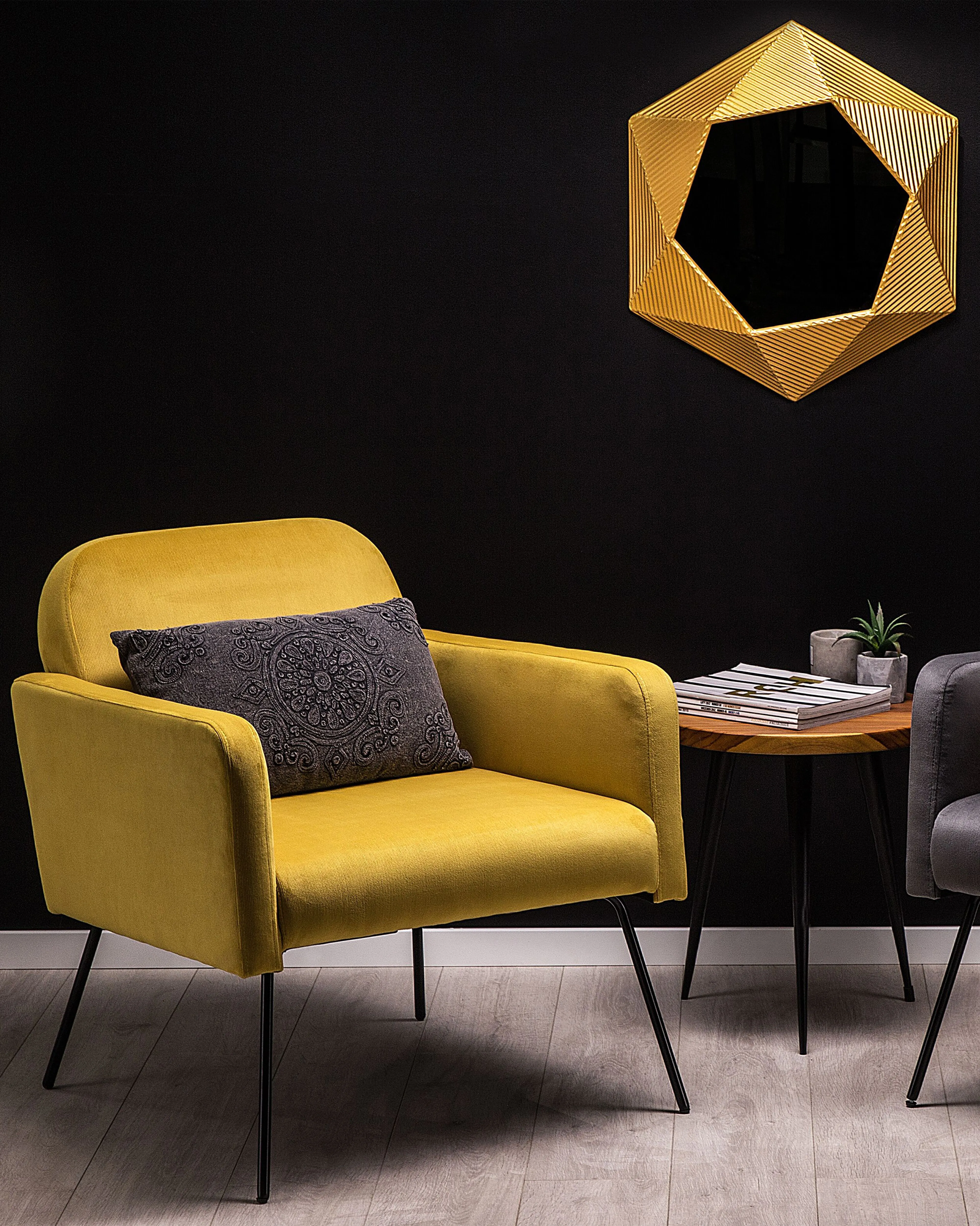 Fauteuil NARKEN Fluweel Mosterdgeel
