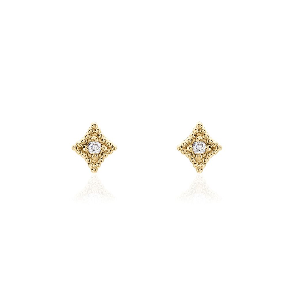 Boucles D'oreilles Puces Horatia Plaqué Or Jaune Oxyde De Zirconium