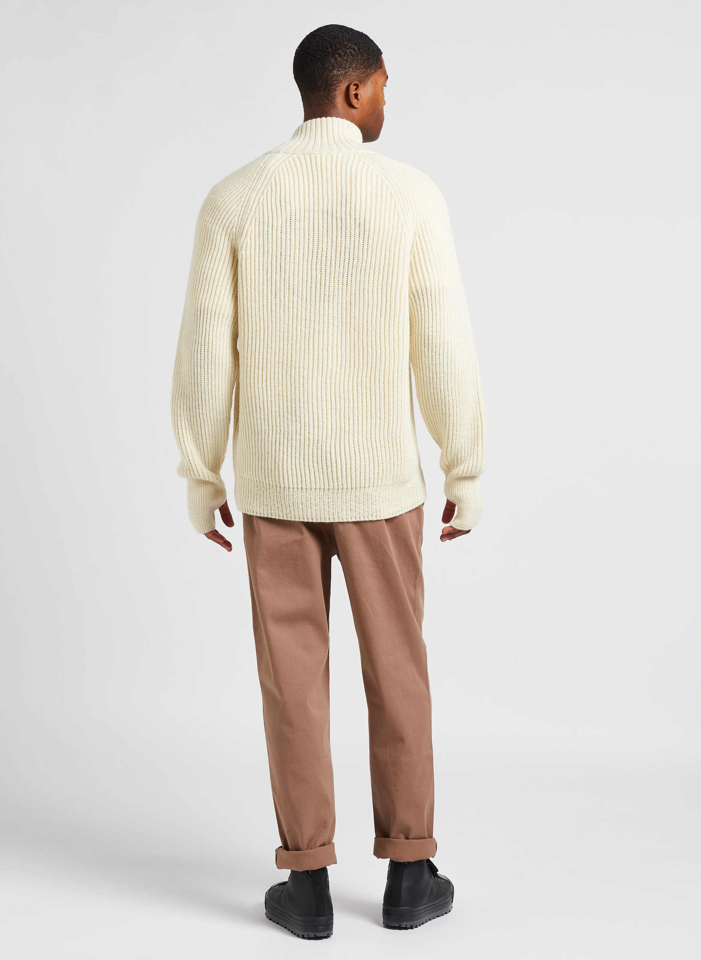 Zace - Pantalon droit en coton mélangé | Beige