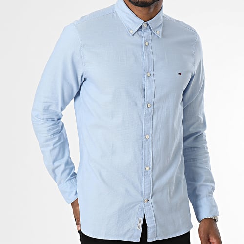 Chemise Manches Longues Slim Flex Dobby 3782 Bleu Clair