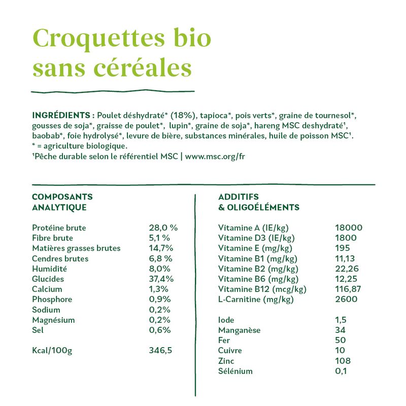 Yarrah Bio sans céréales, poulet bio