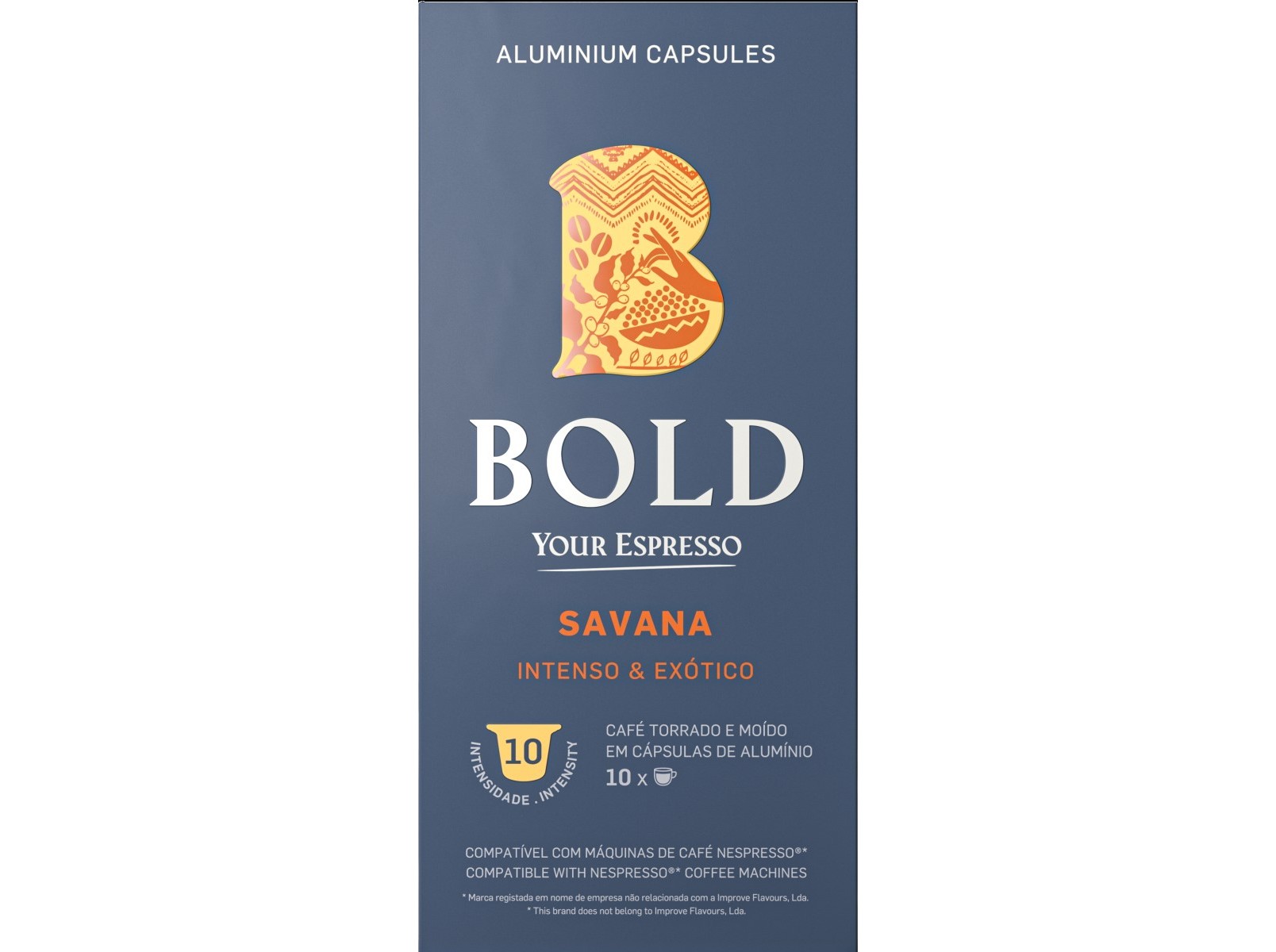 CÁPSULAS CAFÉ BOLD ALUMINIO COMPATÍVEL COM NESPRESSO SAVANA 10 UN