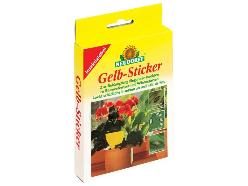Neudorff Pflanzenschutz Gelb-Sticker, 10 Stück Insektengiftfreie Klebefalle zum Fangen von fliegenden Schadinsekten