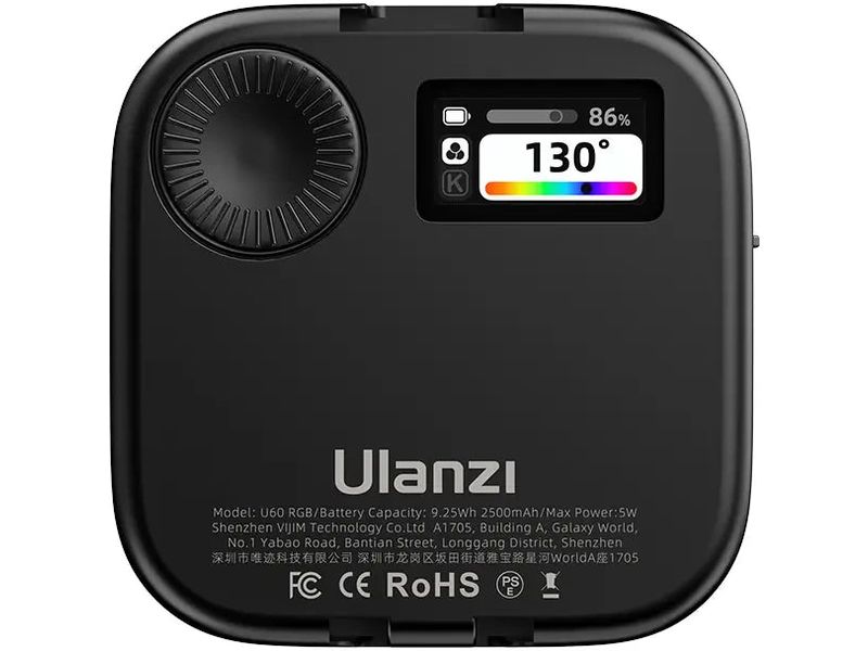 Ulanzi Videoleuchte U60 RGB Schwarz Vielseitiges Mini LED Videolicht mit Display