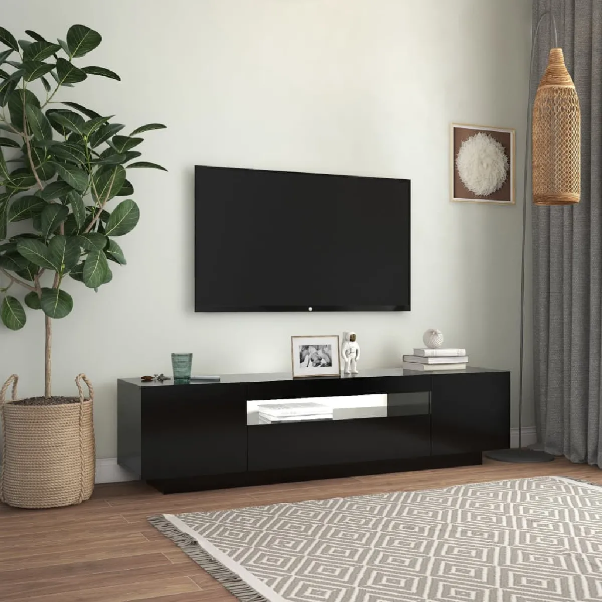 vidaXL Meuble TV LED - Noir