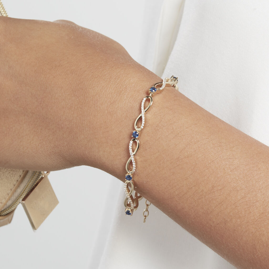 Bracelet Plaqué Or Kelian Oxydes De Zirconium Et Pierres Bleues