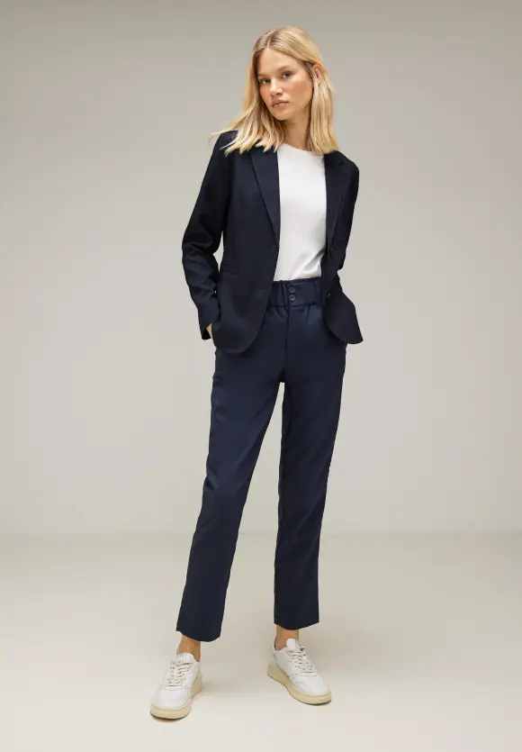 Twill Blazer in Unifarbe - deep blue