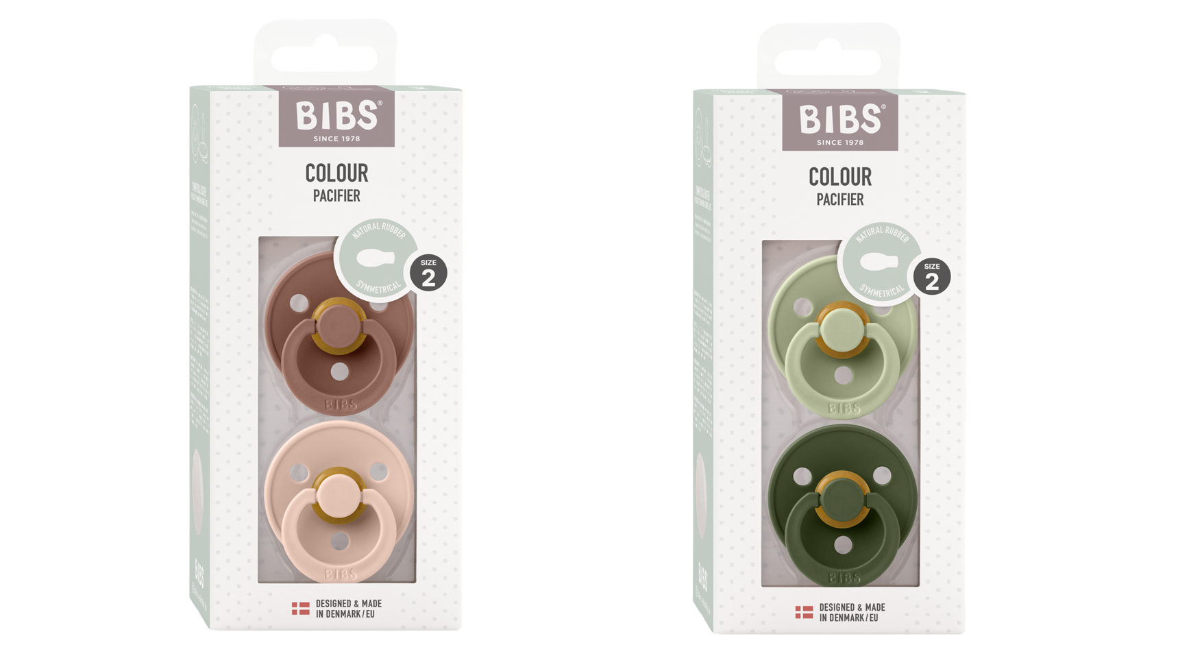 BIBS - Pacifier Colour 2 PAK - Blush & Sage - Str 2