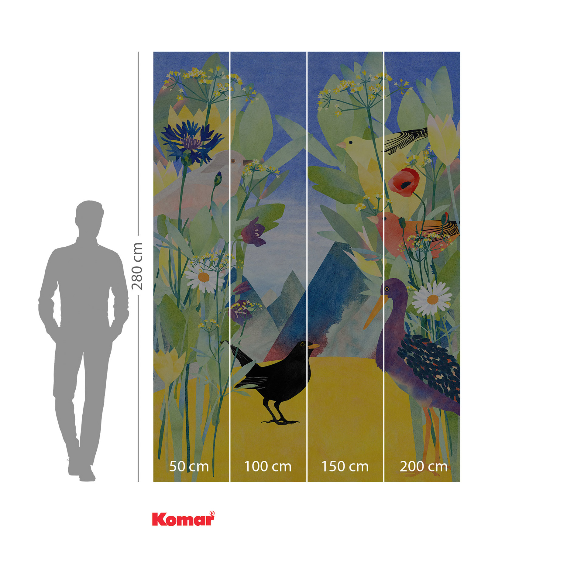 Vlies-Fototapete TWITTERING - bunt - 200x280 cm