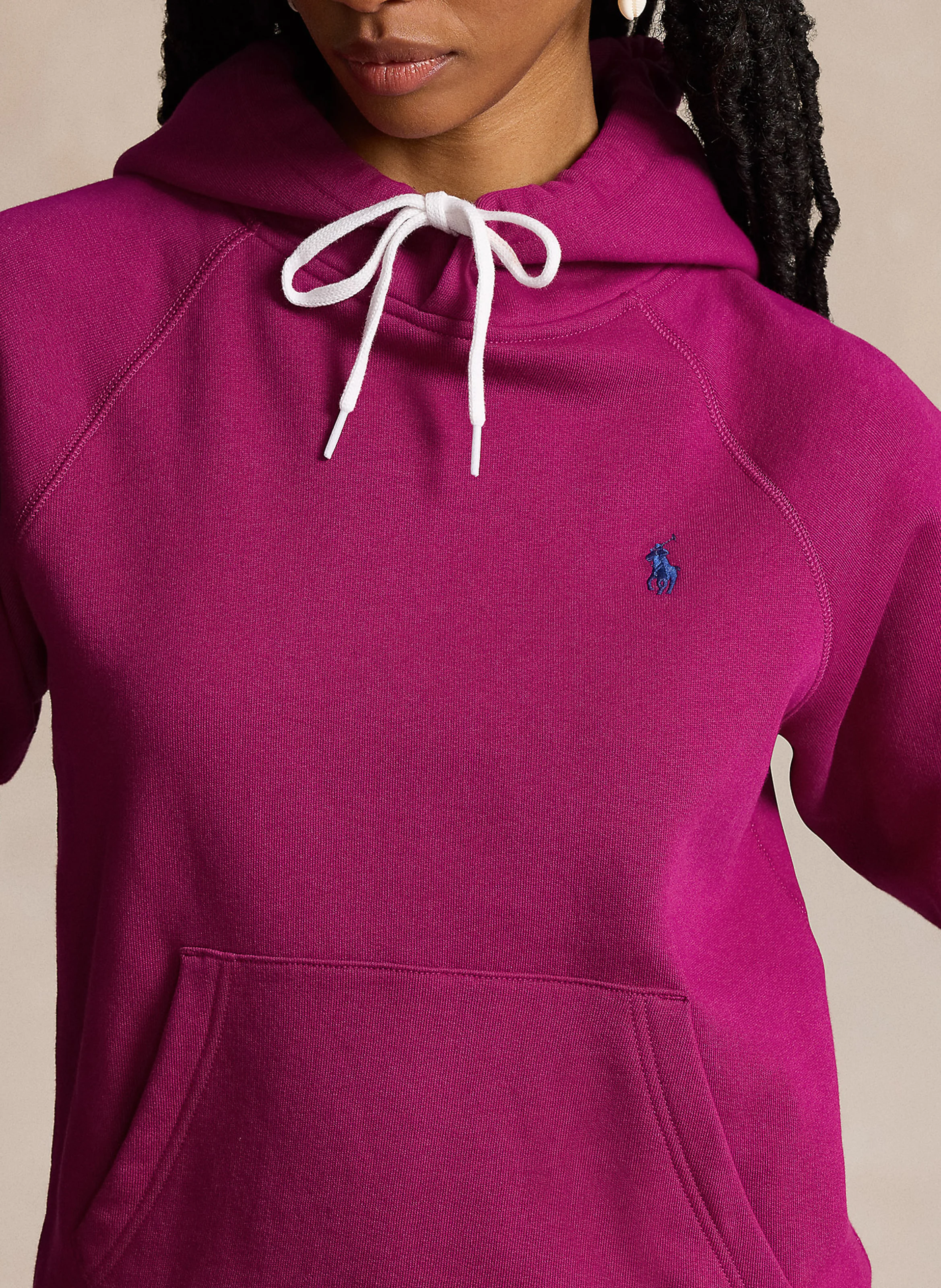 Sweat à capuche droit en coton mélangé | Rose