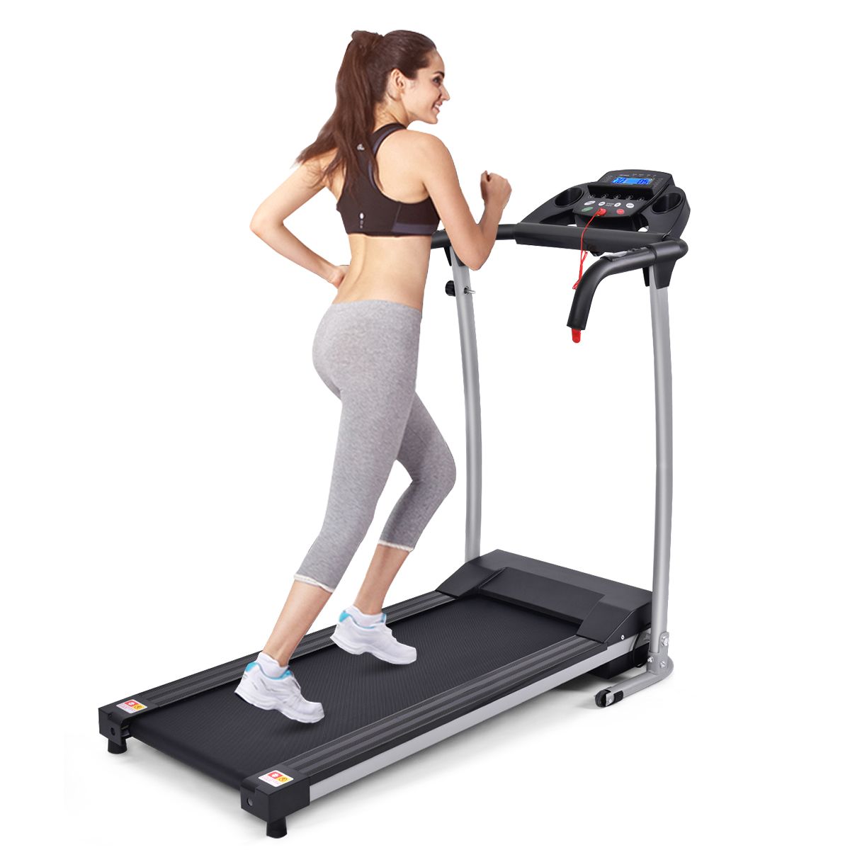Tapis de Course Électrique Pliable avec Écran et Moniteur de Fréquence Cardiaque avec Vitesse de 1 à 10 km/h et 12 Programmes Noir - Lidl-Manfred