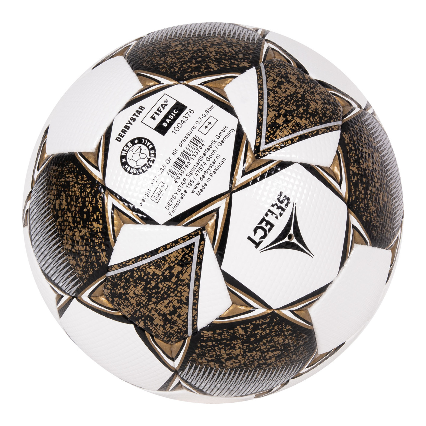 Derbystar Classic TT II Voetbal 4 x 3 Vlakken Maat 5 Wit Goud Zwart