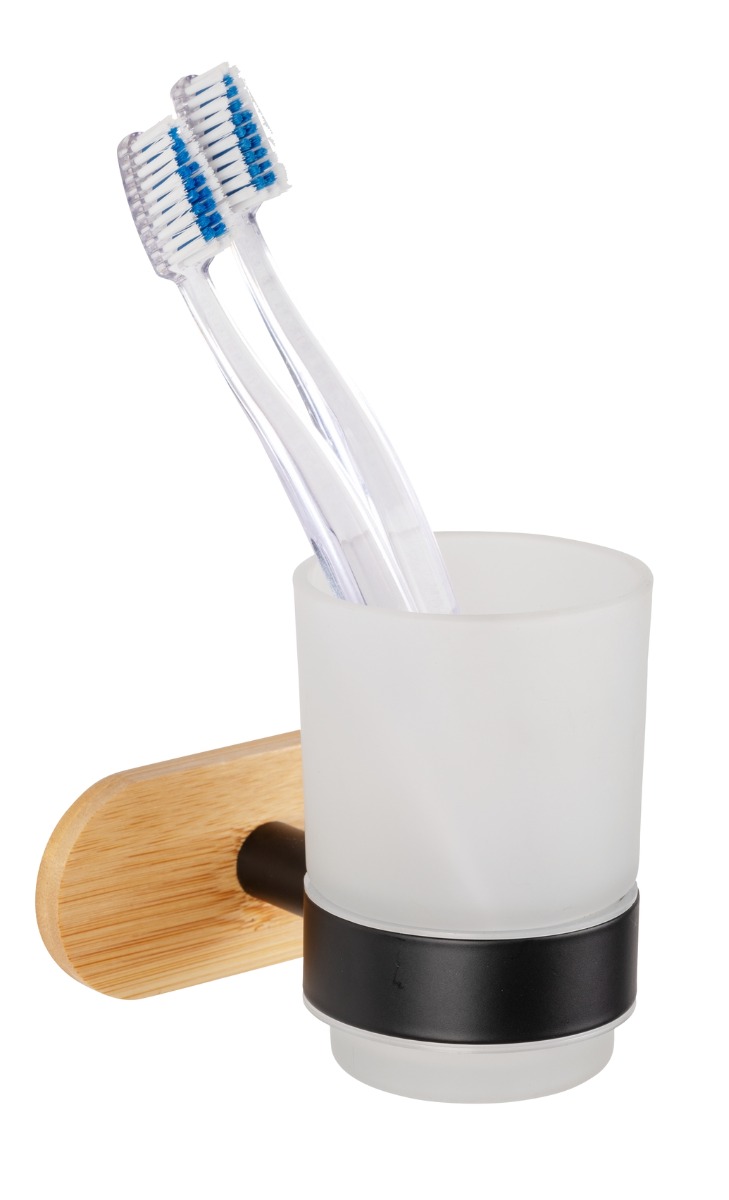 Wenko Orea Turbo-Loc Bamboo tandenborstelbeker zwart mat