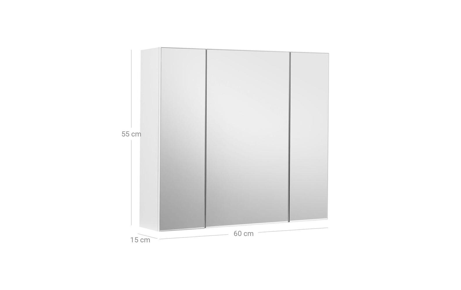 Badezimmerregal mit Spiegel 55 x 60 cm, WeissSpiegelschrank