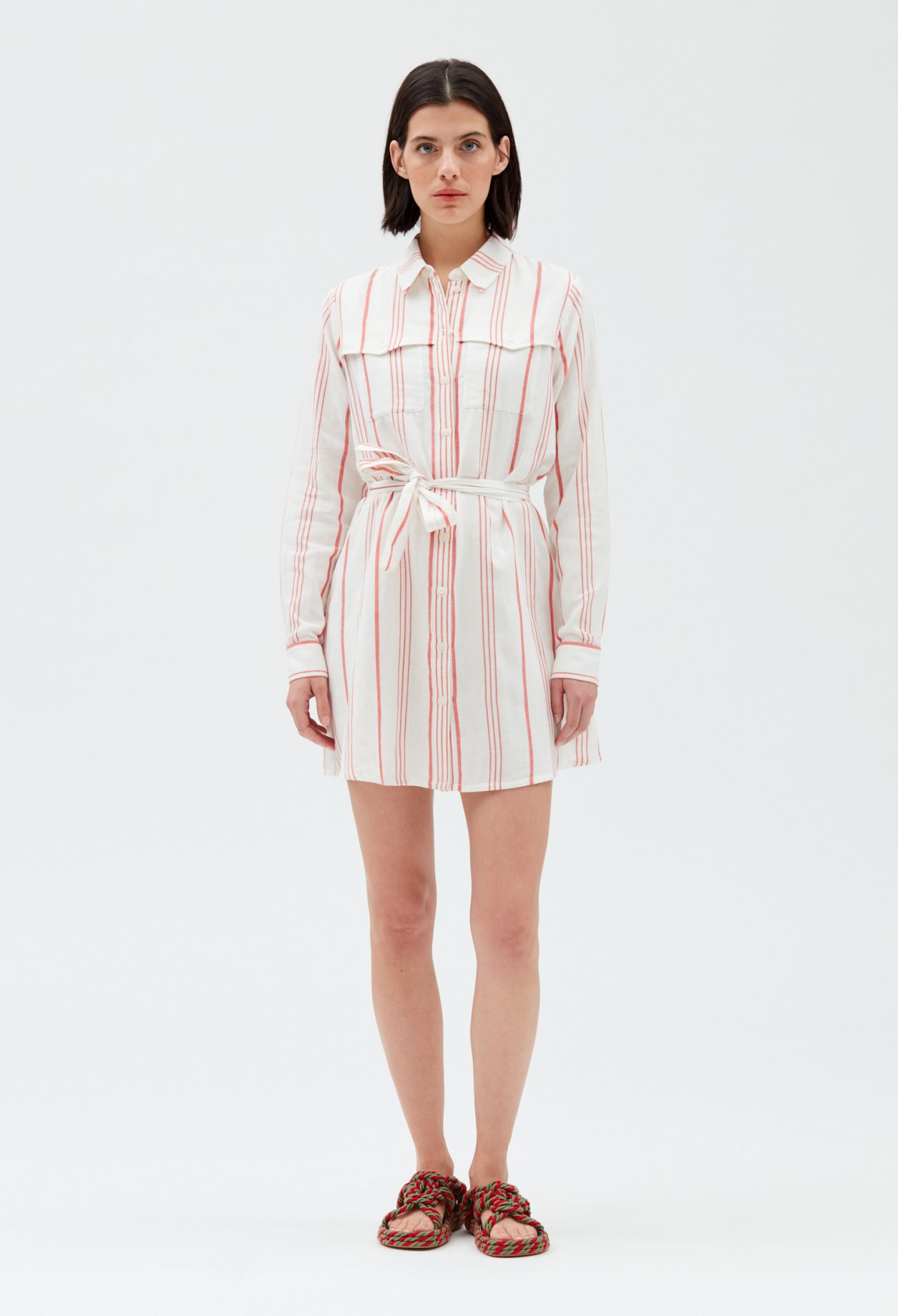 Robe chemise courte rayee