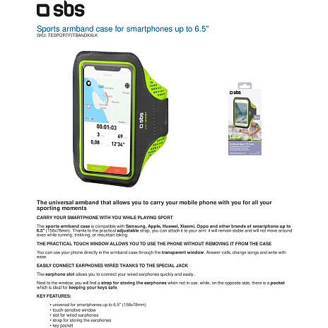 SBS mobilholder til armen - sort/grøn