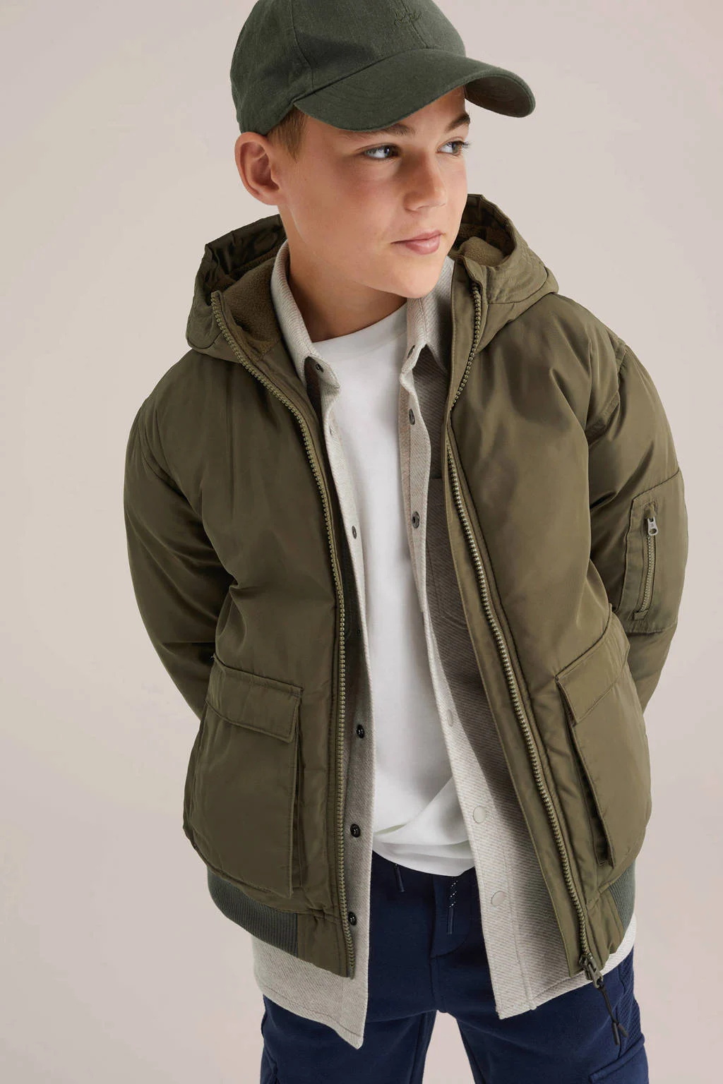 WE Fashion Blue Ridge winterjas donkergroen