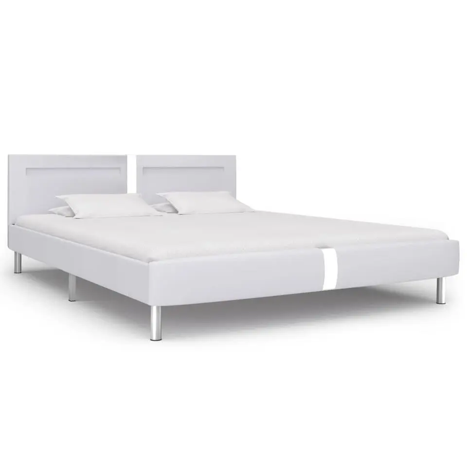 vidaXL - Tweepersoonbed met LED - Wit - Kunstleer - 180x200 cm