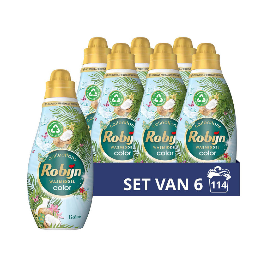 Lekker zomersvloeibaar wasmiddel Color Kokos - 6 x 19 wasbeurten - 114 wasbeurten