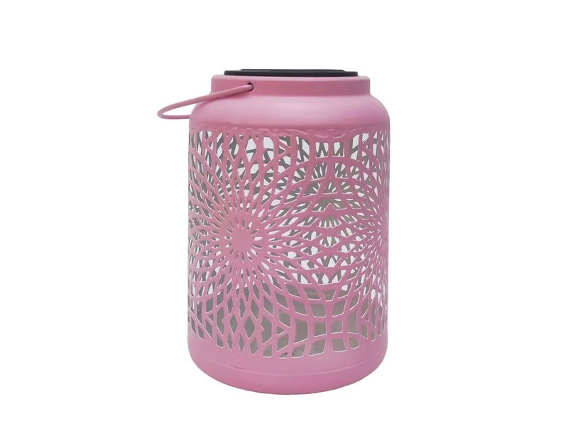Dameco Laterne Muster Rosa LED Solar Laterne