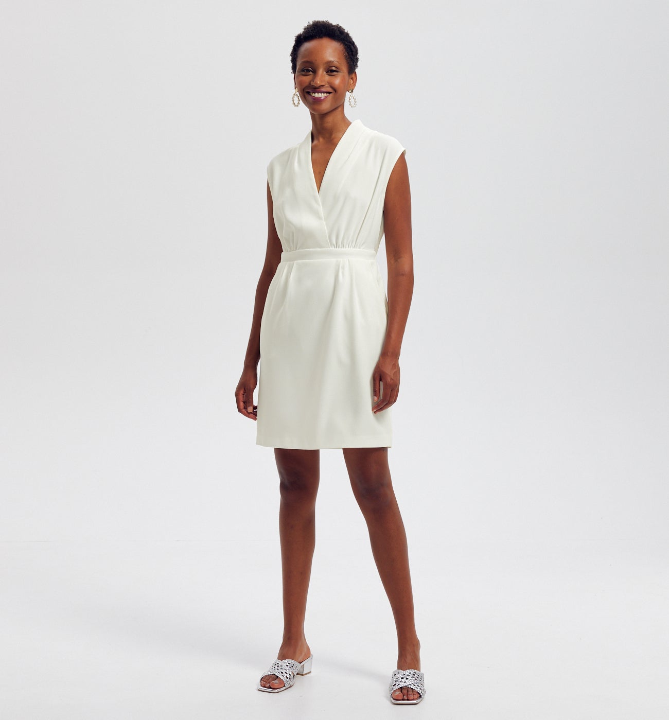 Robe courte sans manches - Blanc