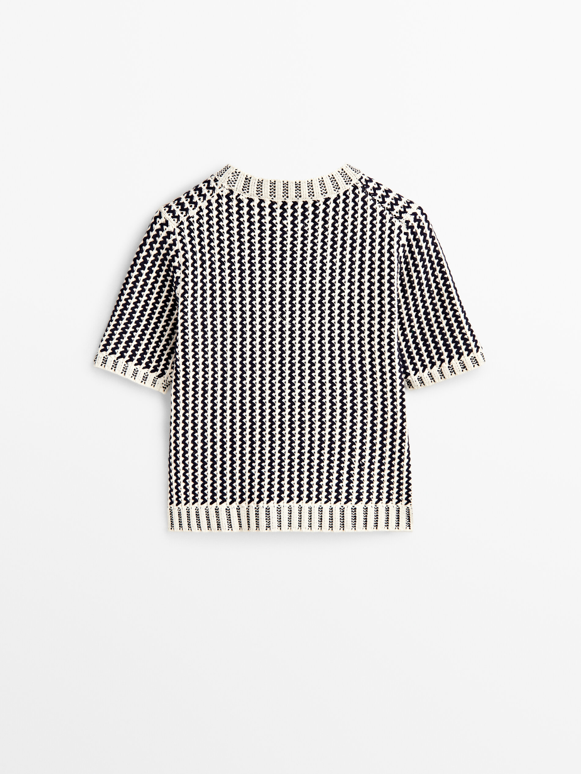 Jersey punto manga corta zigzag - AZUL MARINO