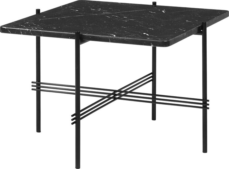 Gubi TS Coffee Table, 55x55, Black base Black Marquina Marble Black marquina marble