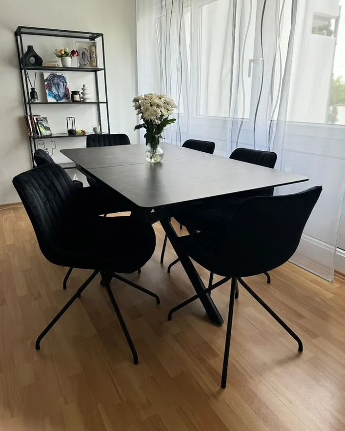 Set van 2 eetkamerstoelen NAVASOTA Fluweel Zwart
