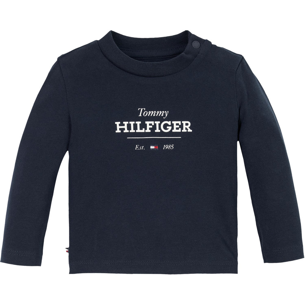 Køb Tommy Hilfiger Dark Night Navy Monotype 1985 Logo Bluse