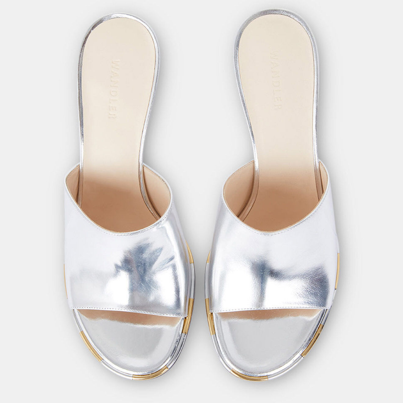 Wandler Mules en Cuir métallisé argentées - Talon 8 cm