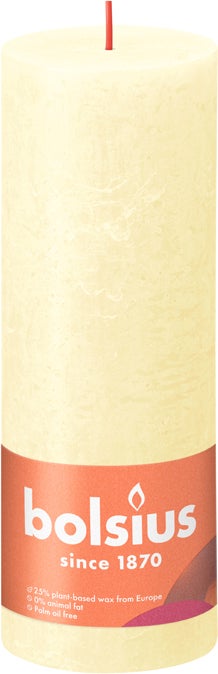 Bolsius stompkaars Rustiek Shine licht geel 85 uur D 6,8 H 19 cm