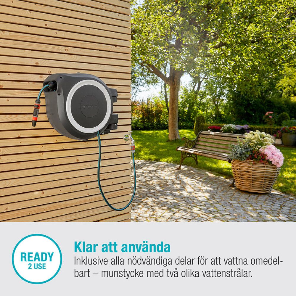 SLANGETROMMEL GARDENA ROLLUP M/L HVIT 1/2