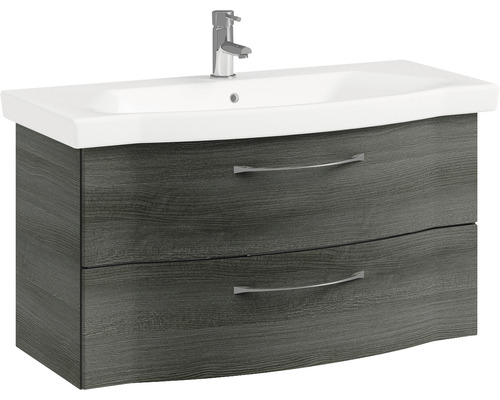 Badkamermeubelset serie 6005 Sprint BxD 97 x 48,1 cm, frontkleur grafiet, 2-delige set met keramische wastafel
