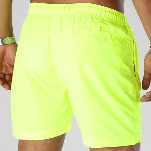 Short De Bain Logo Jaune Fluo Noir