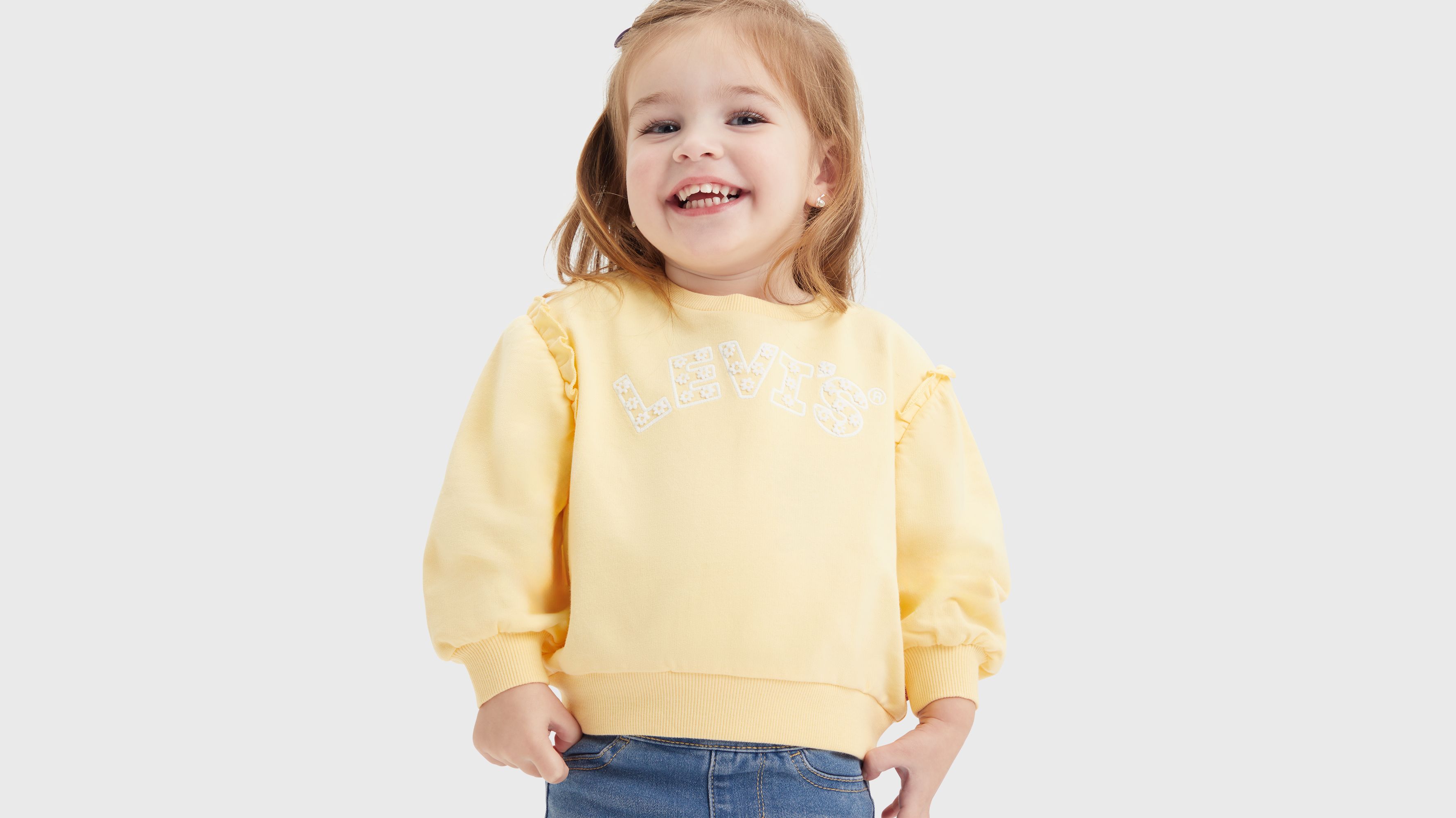 Bébé sweat-shirt à col rond manche ballon - Golden Haze - Doré