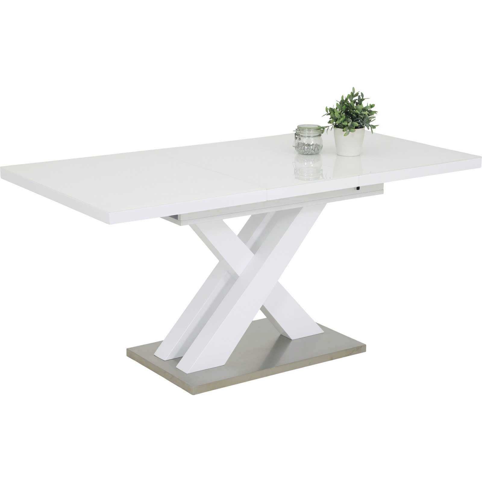 Tisch Elvira Hochglanz weiss 120/160 x 75 x 80 cm