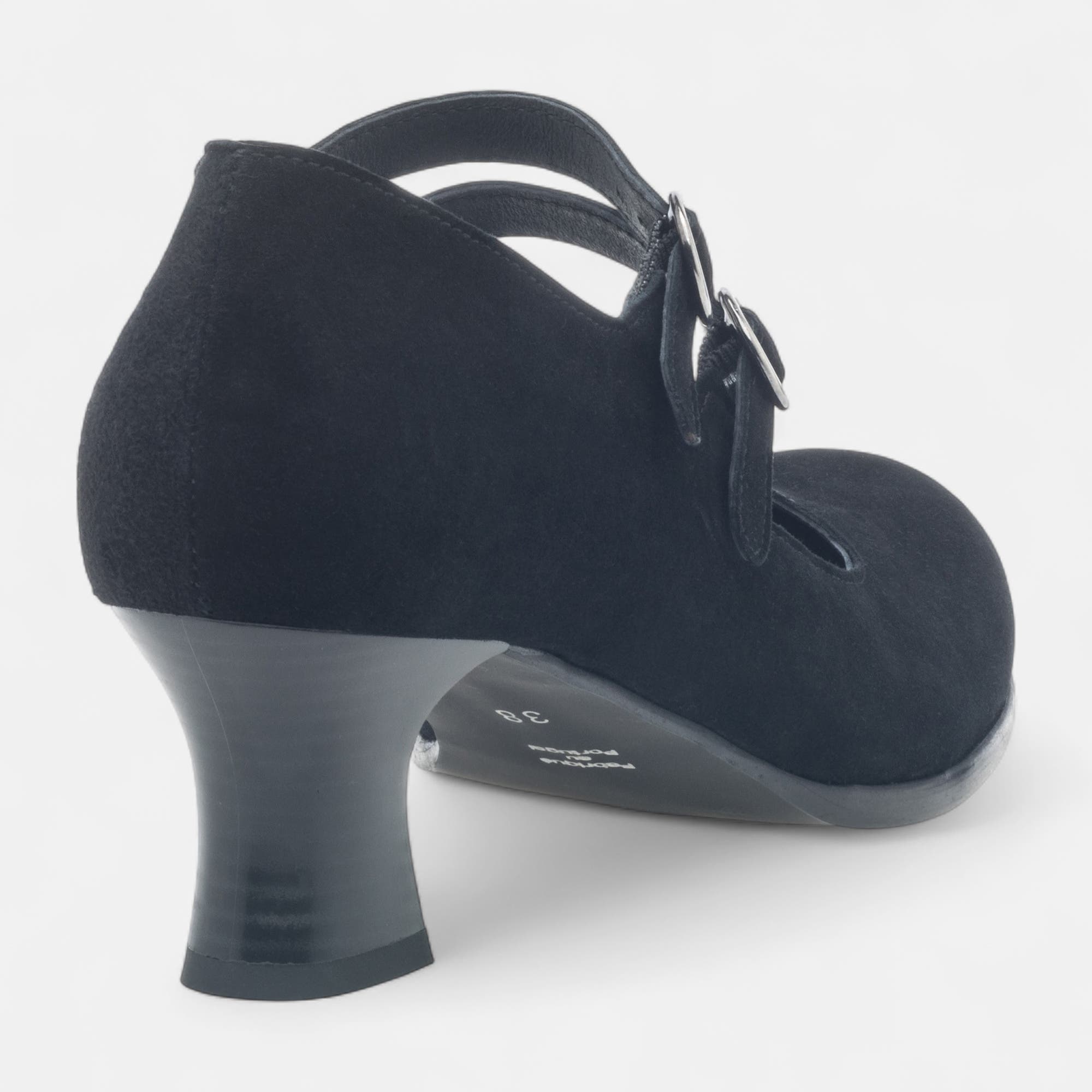 Babies à talon Femme en cuir noir